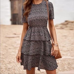 SHIEN Ditsy Floral Layered Hem Dress- NWOT
